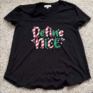 Freshman Holiday Black Tee with Candy Cane Design Small